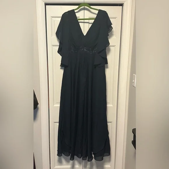 V-Neck Maxi Dress with Flutter Sleeves and Corset Back - Picture 1 of 6